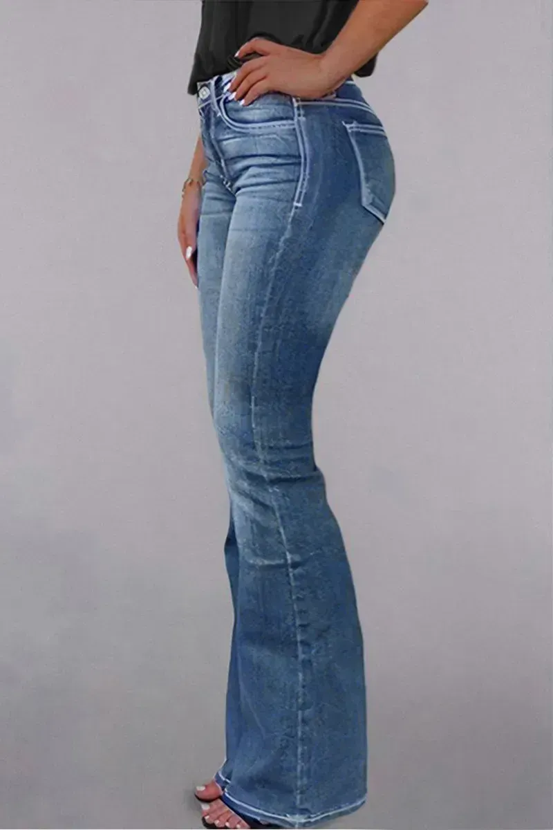 Zip Fly Mid Waist Bootcut Jeans