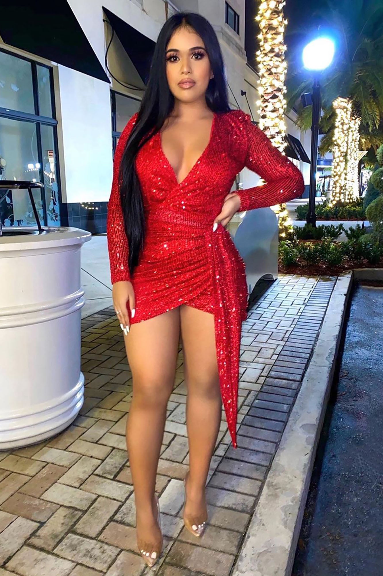 Center Stage Sequin Mini Dress - Red