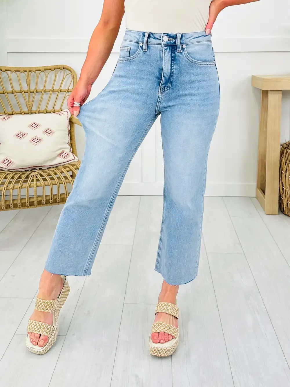 Along For The Ride Wide Leg Cropped Jeans With Tummy Control