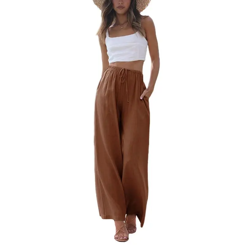 Women's Wide Leg Palazzo Pants – Lightweight Summer Trousers with Pockets
