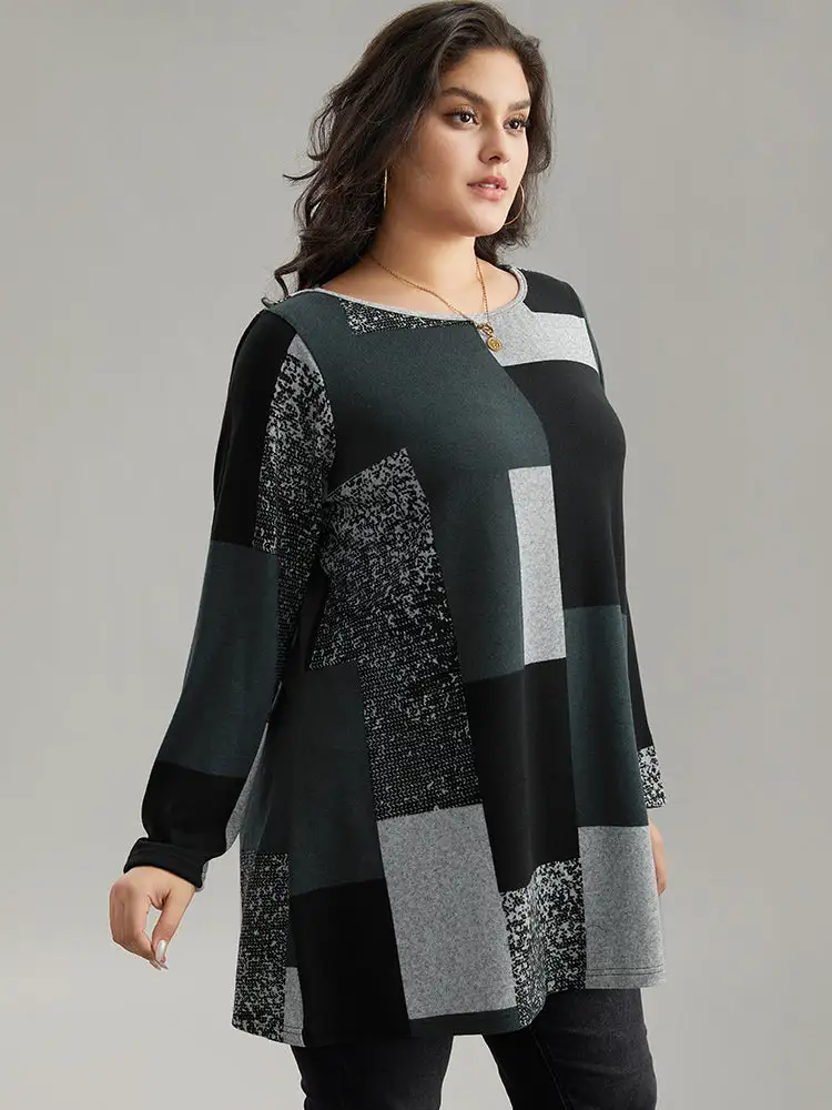 Colorblock Contrast Round Neck T-shirt