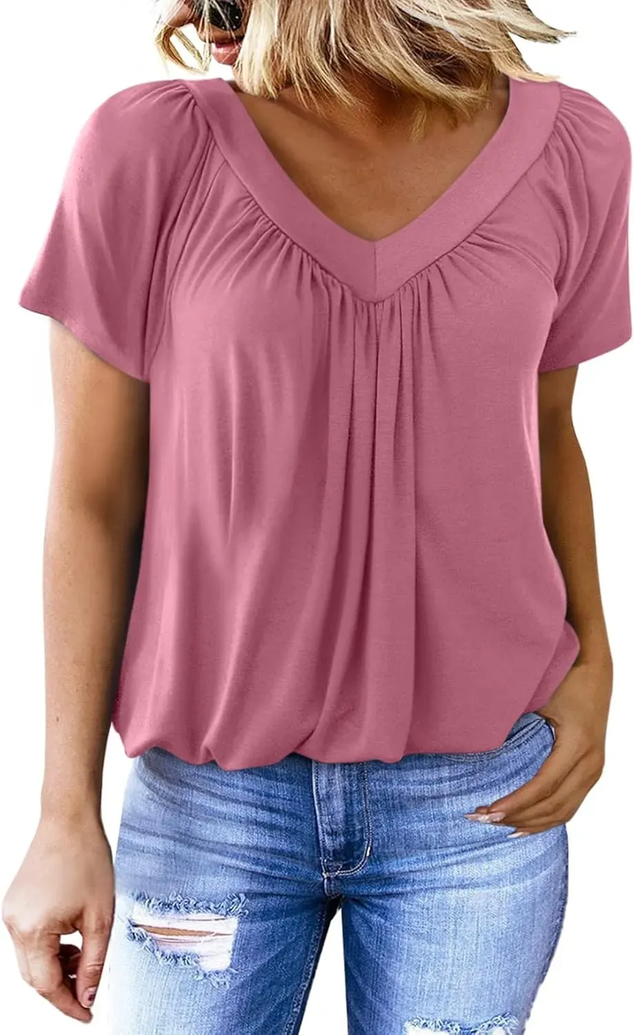 ✨Women's Casual Short Sleeve V Neck Basic T-shirts