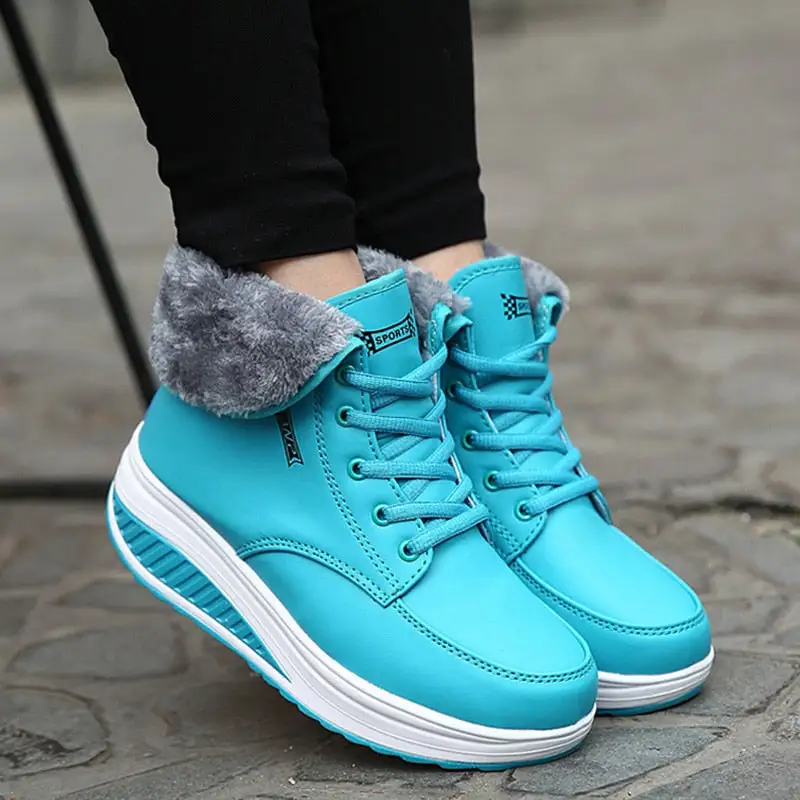 Cilool Plush Warm Winter Boots Women's Platform  Ankle Swing Shoes