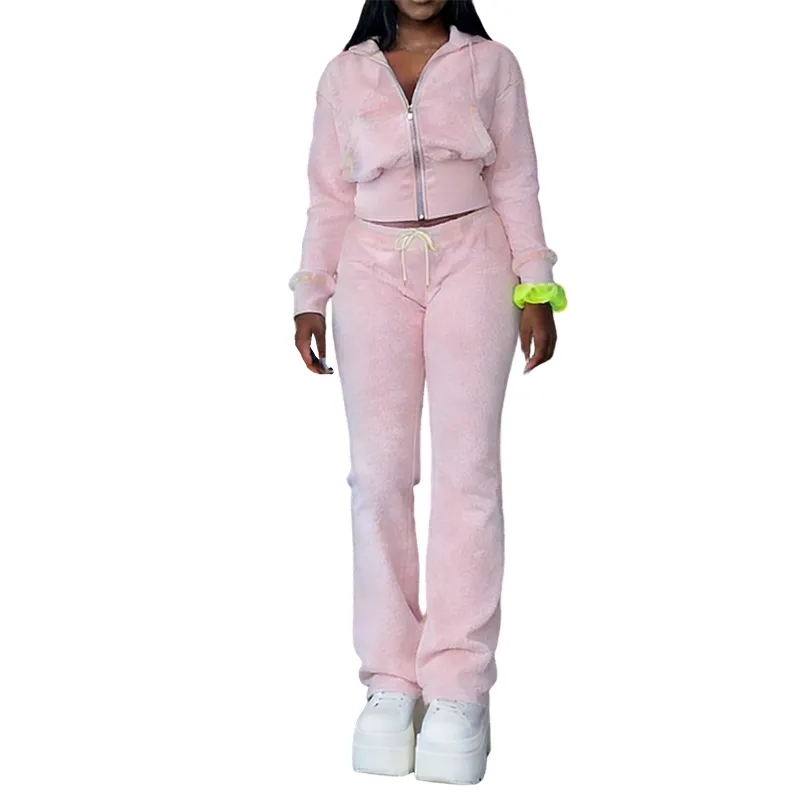 Women's Solid Waffle Knit Two-piece Set