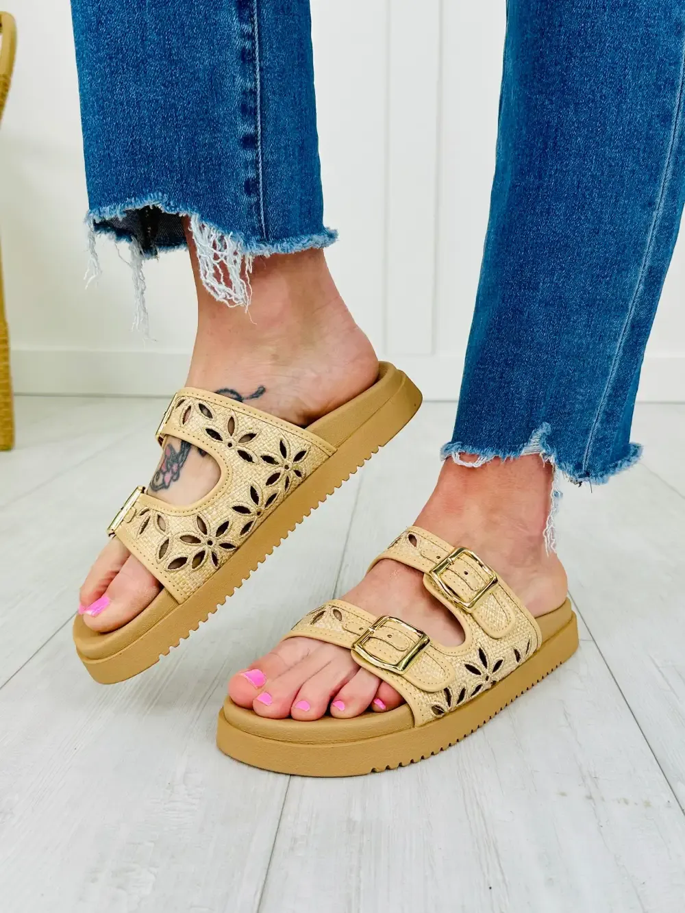 Buckled In Beauty Sandals in Beige