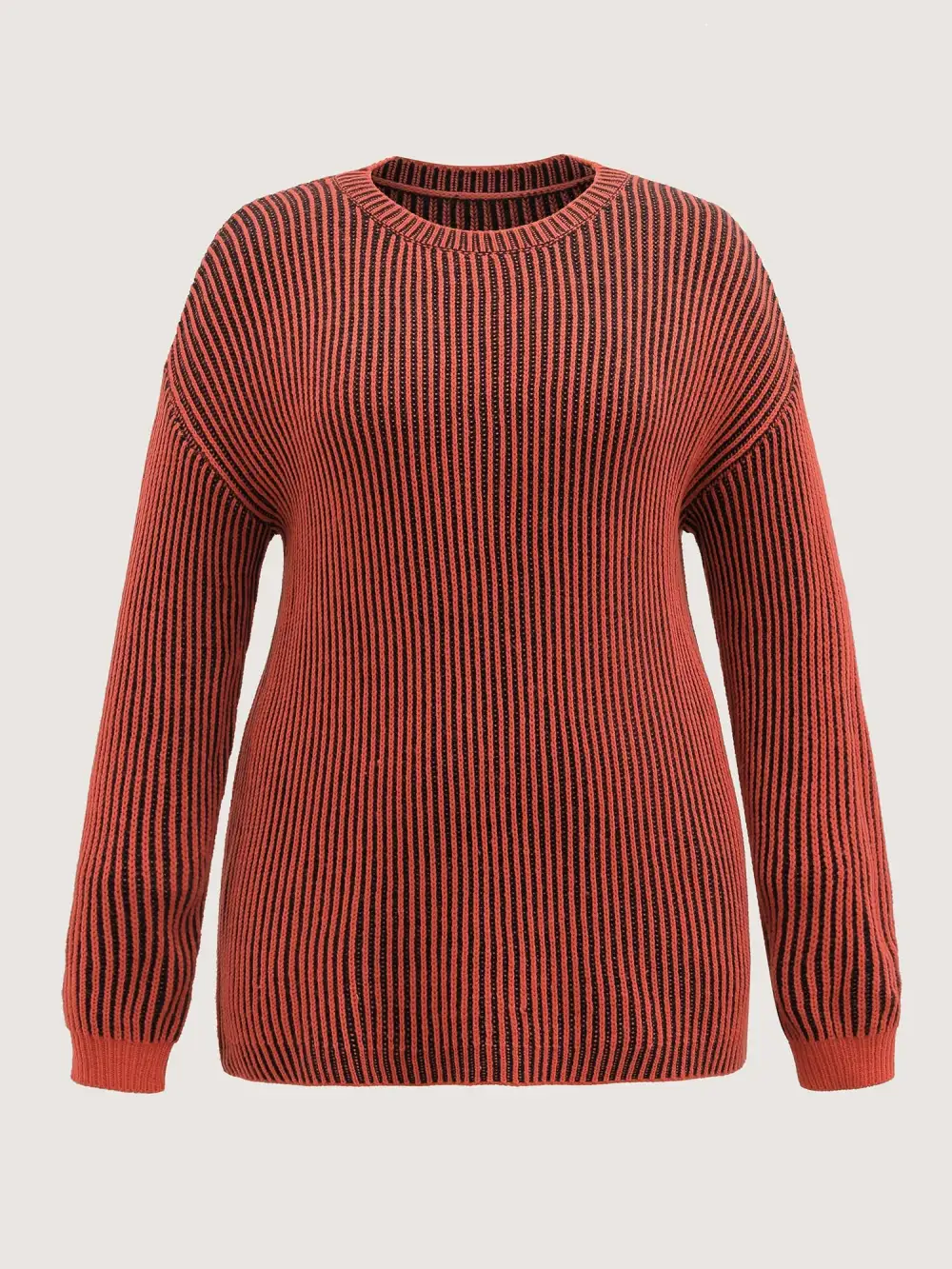 Stripe Textured Round Neck Pullover