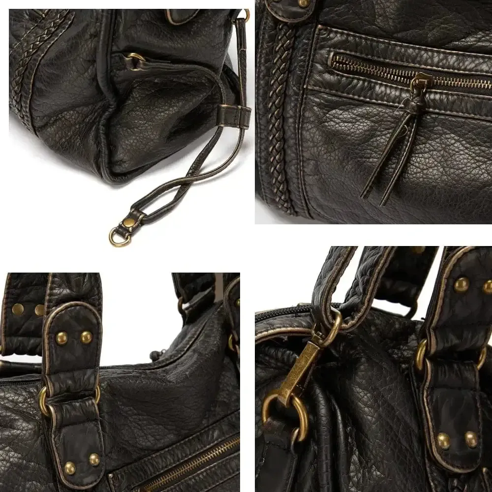 Stylish Vintage Black Leather Handbag