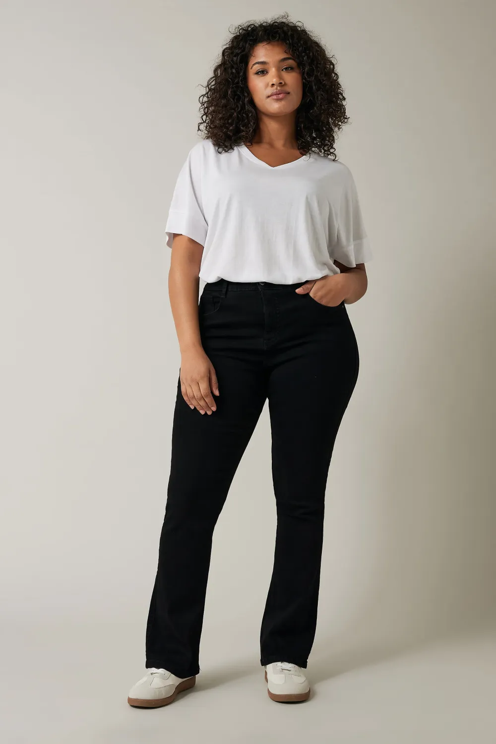 EVANS Curve Black Denim Bootcut Jeans