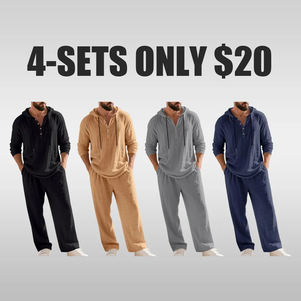 Men's Trendy Linen Hooded Two-Piece Set