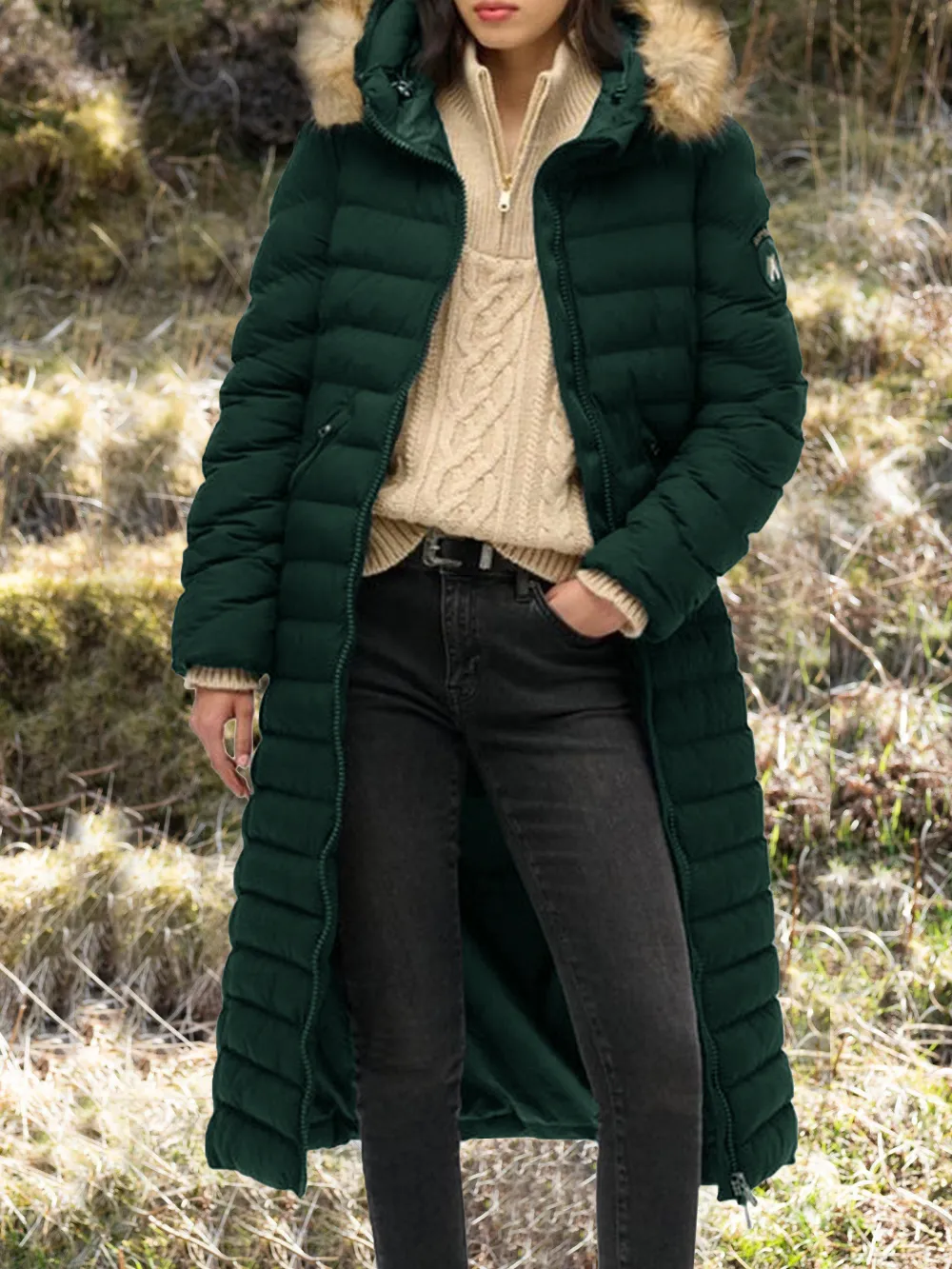 Superdry Fuji Faux Fur Hooded Longline Jacket