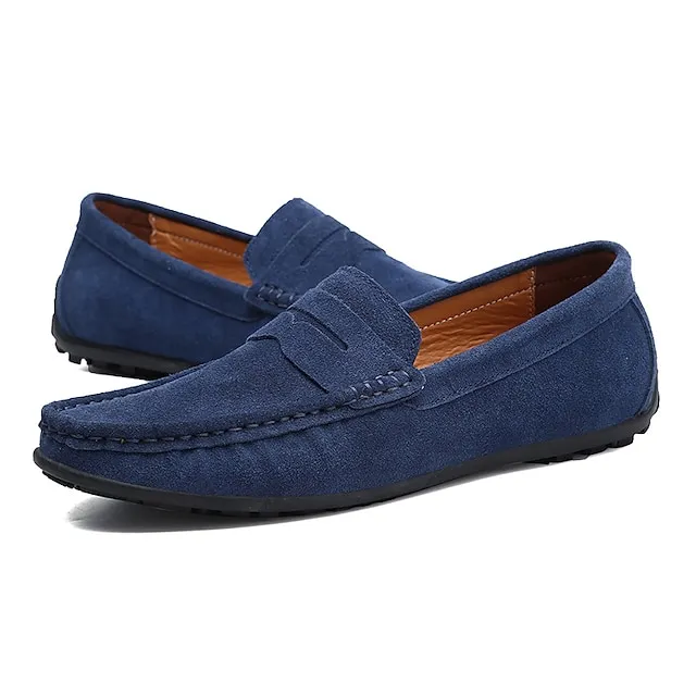 Men's Loafers & Slip-Ons Suede Shoes Comfort Shoes Driving Loafers Casual Outdoor Daily Suede Black Navy Blue Khaki Spring Summer