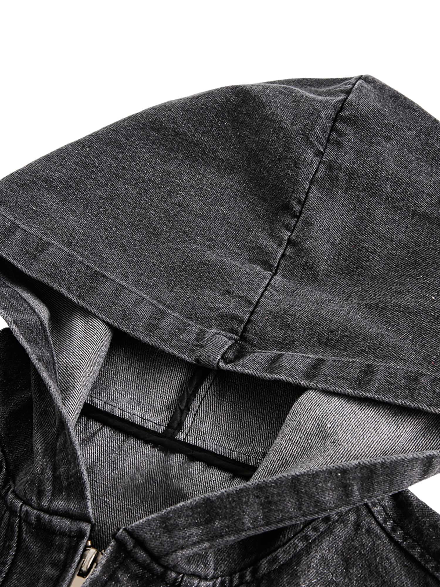 American Retro Distressed Washed Denim Hoodie