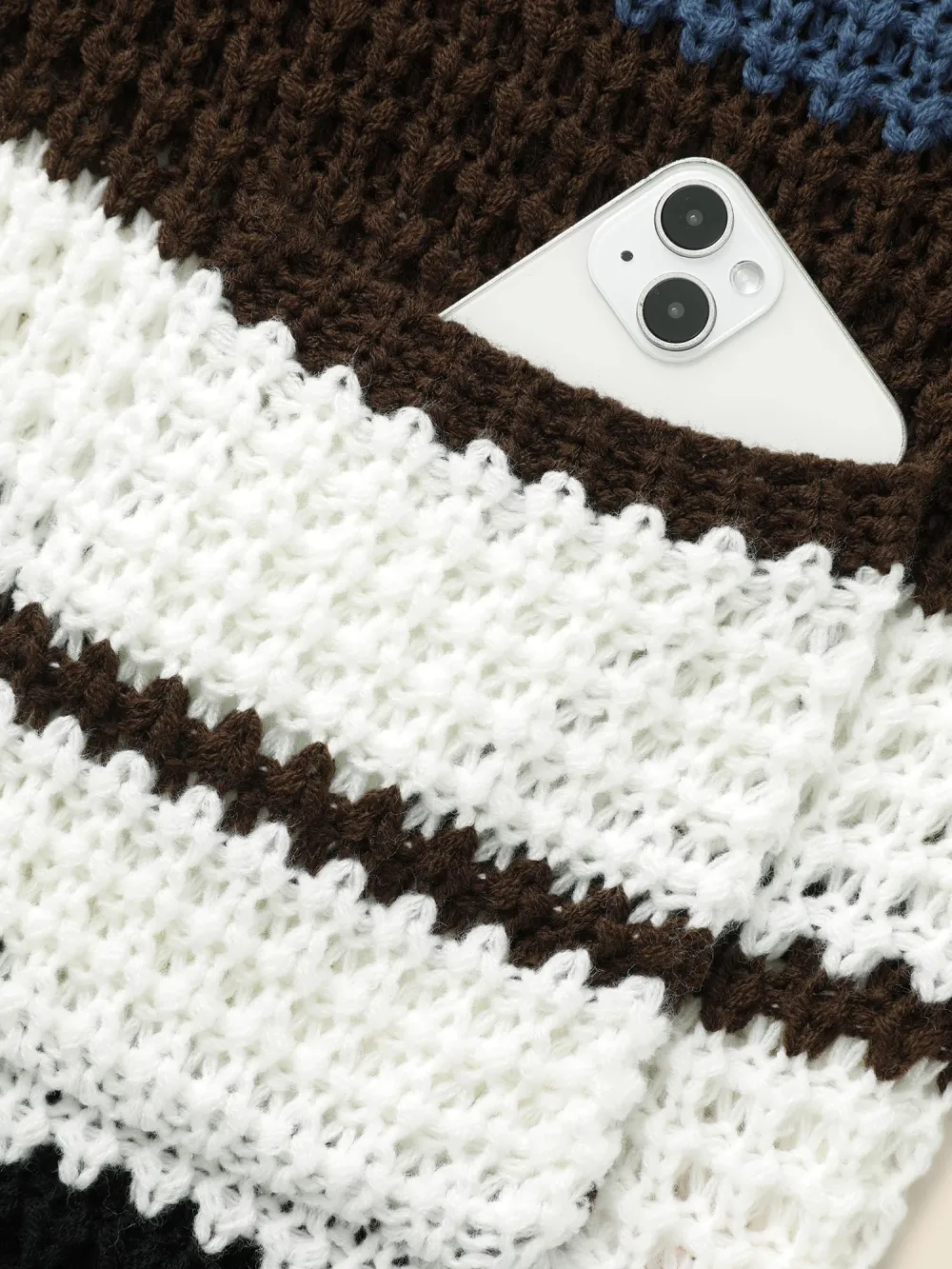 Colorblock Contrast Patched Pocket Cardigan