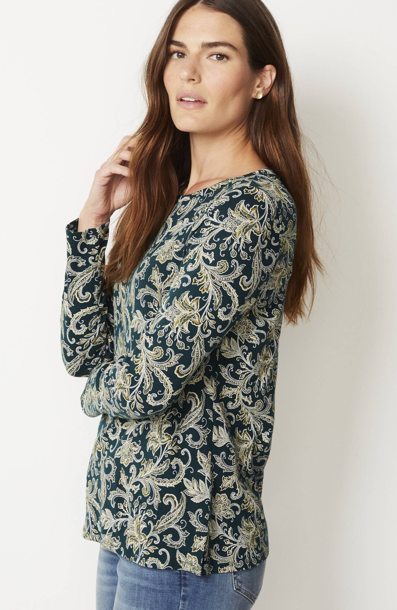 long-sleeve pima crew-neck tee