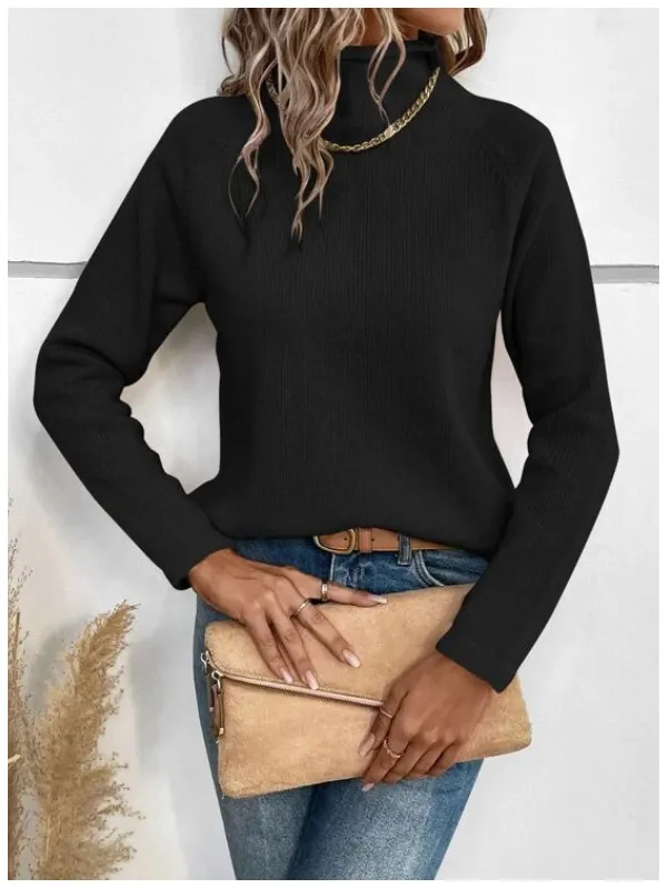 High Neck Raglan Sleeve Sweater