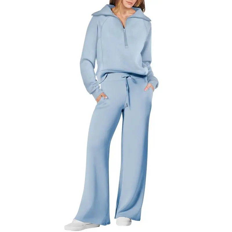 Women's 2-Piece Oversized Sweatsuit – Sweatshirt & Sweatpants Lounge Set.