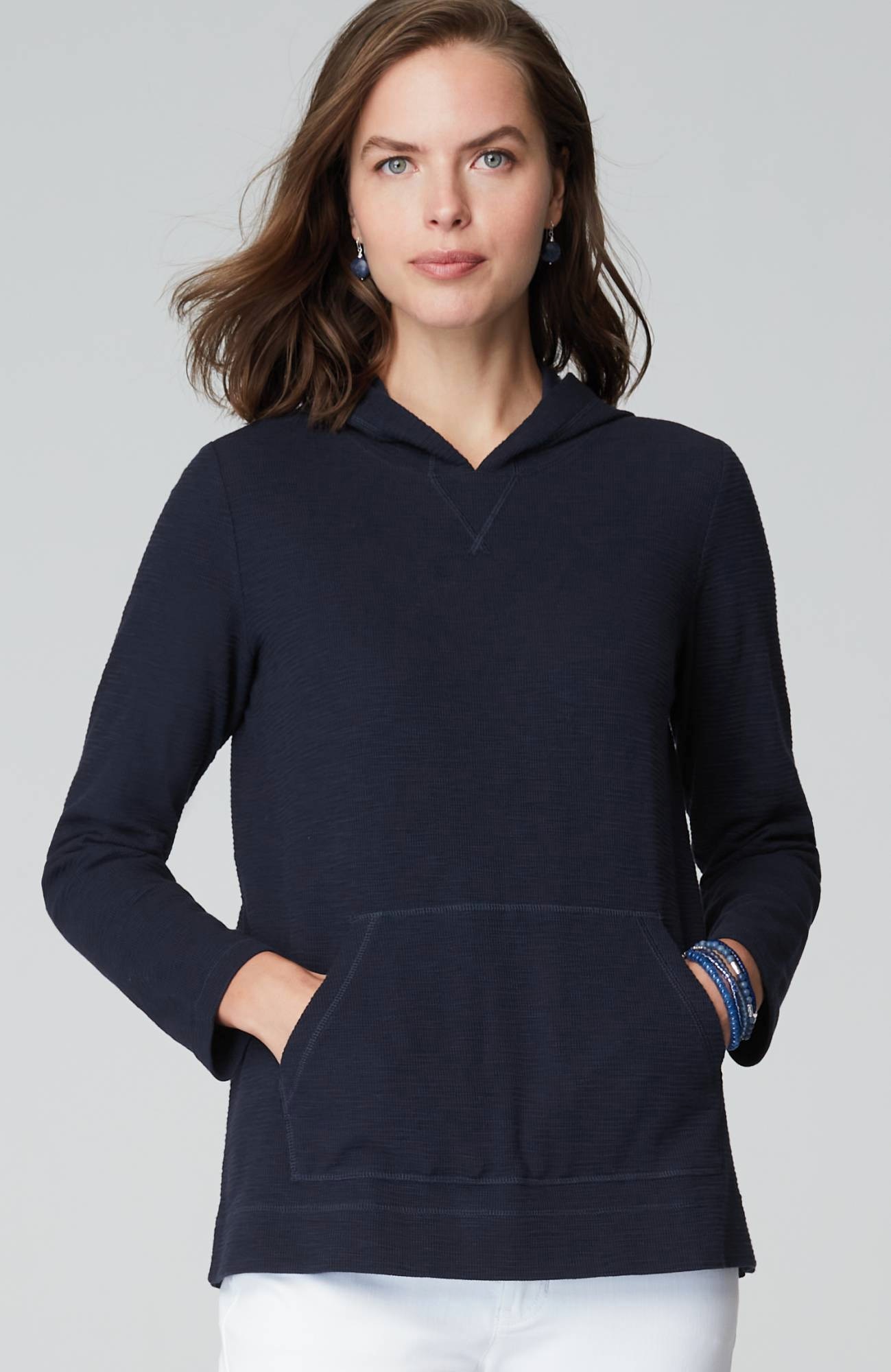 Textured-Cotton Hoodie
