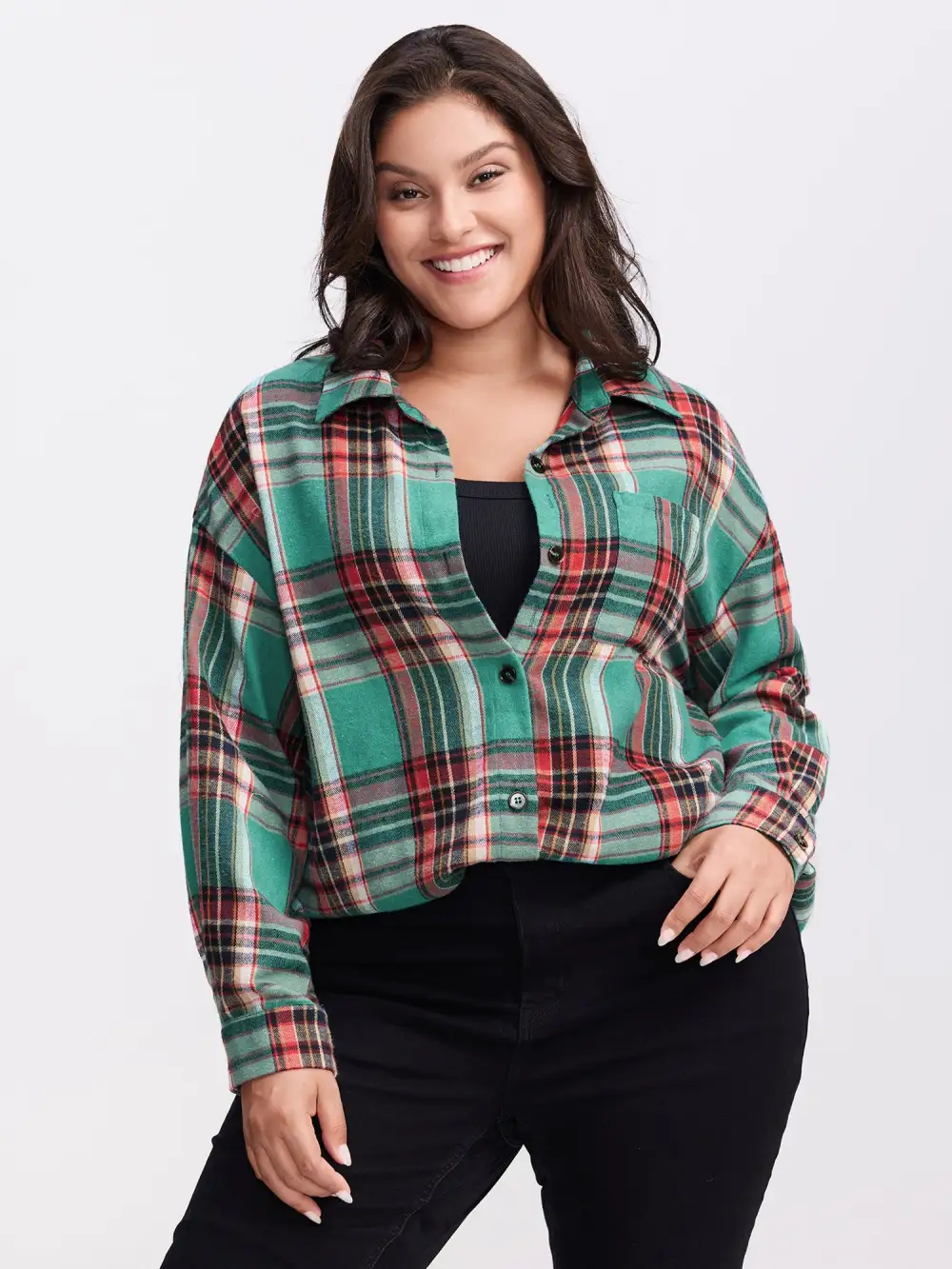 Plaid Pockets Button-Down Shirt
