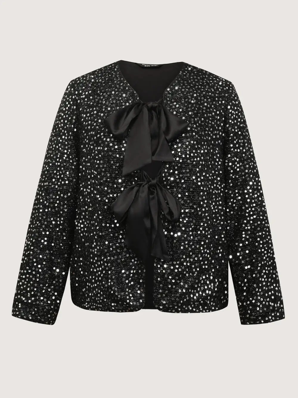 Sequin Bowtie Cropped Coat