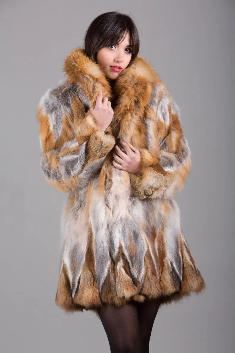 Red Fox Fur Knee Length Jacket