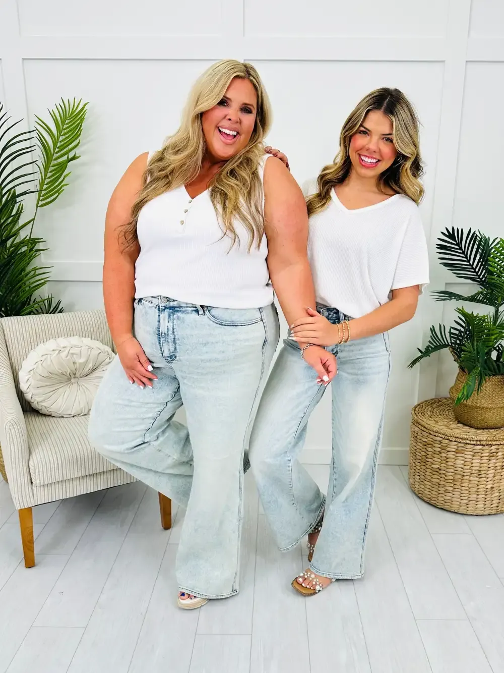 Judy Blue Turn Back Time Retro Style Wide Leg Tummy Control Jeans