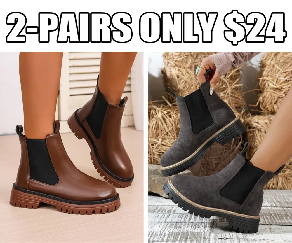 Chunky Sole Chelsea Boots for Women, Trendy High Heel Ankle Boots