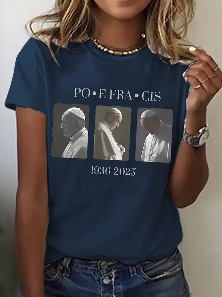 Women's Thank You Father 1936-2025 Print Short Sleeve Round Neck Cotton T-Shirt