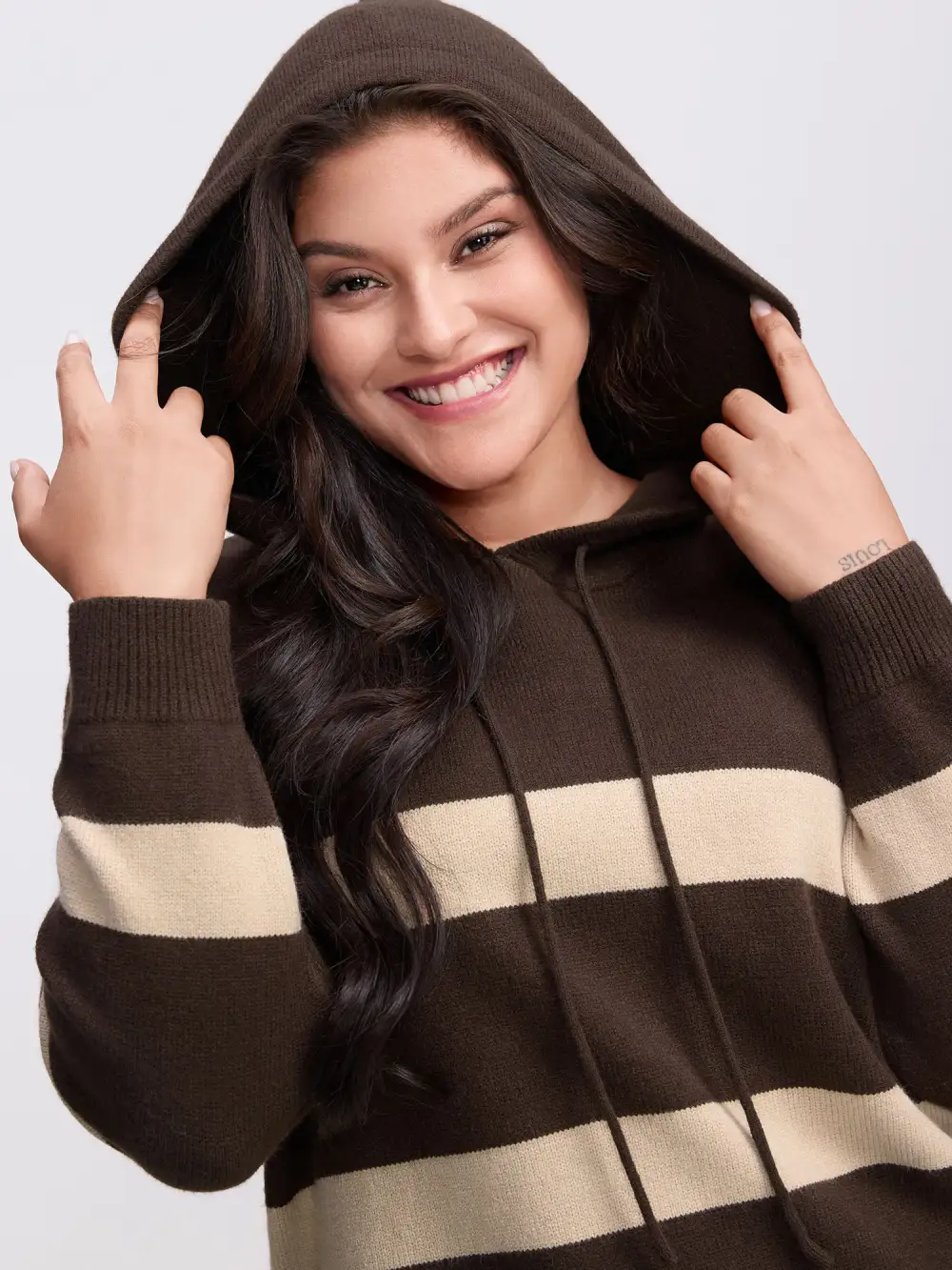 Supersoft Stripe Slit Hooded Pullover