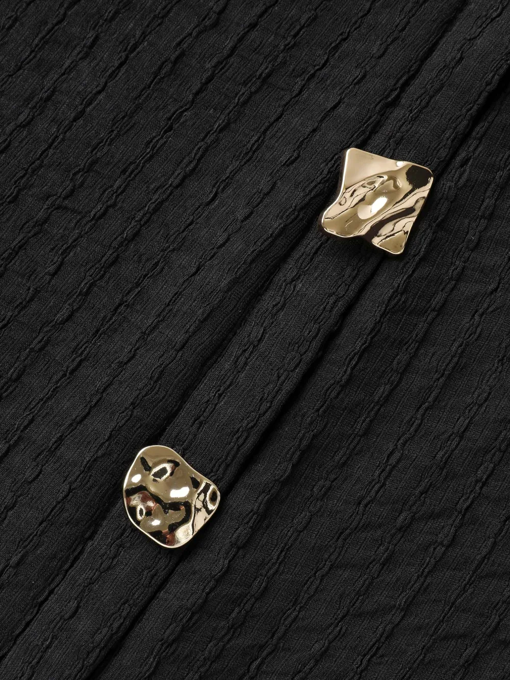 Textured Shape Button Flutter Sleeve Blouse