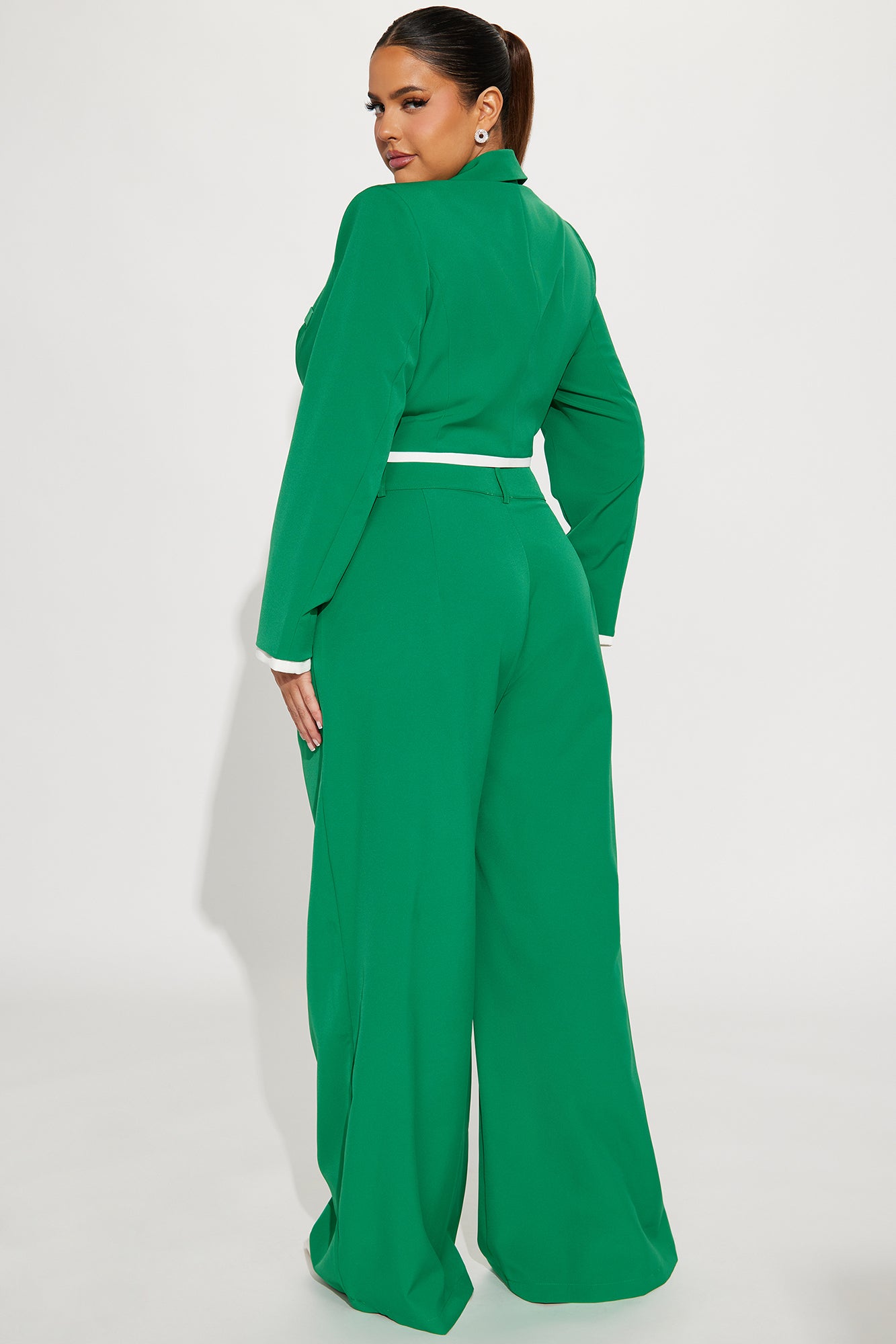 Fashionably Late Pant Set - Green