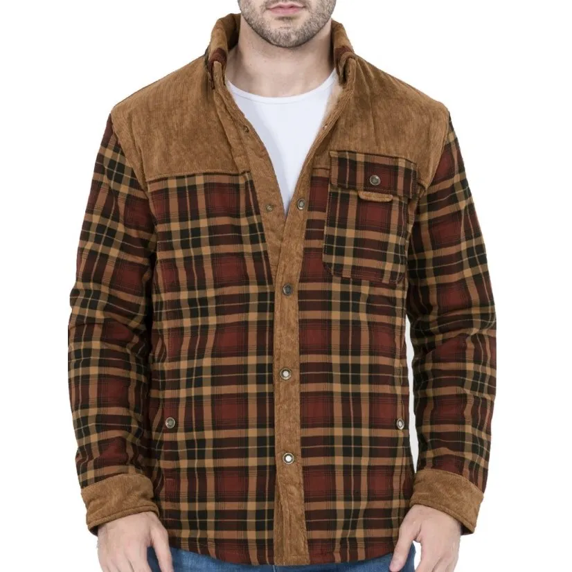 Men's Flannel Stitched Cotton Jacket Warm Top