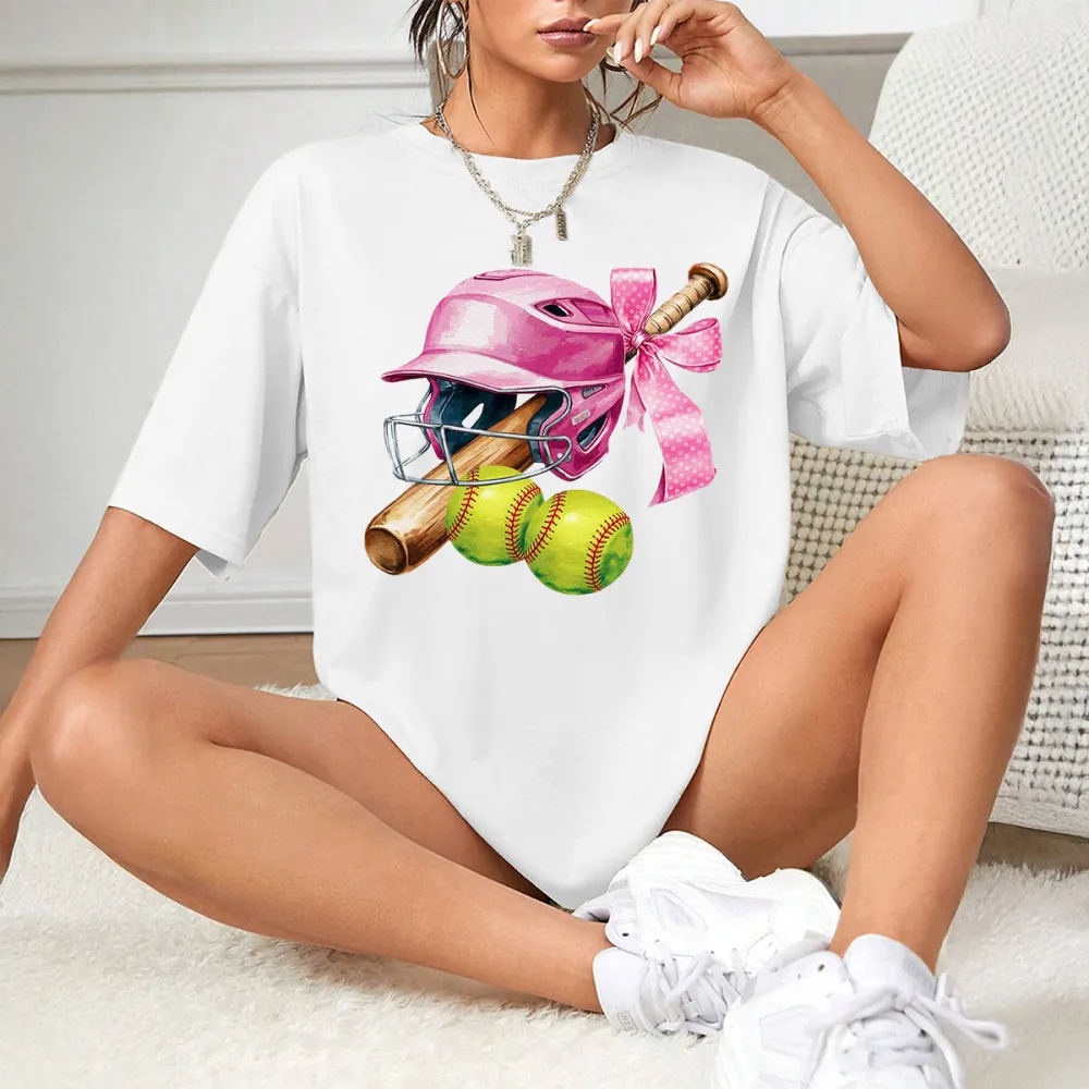 Baseball Season Printed Round Neck Short Sleeve T-Shirt