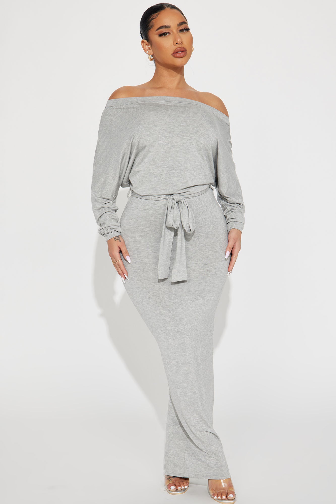 Midnight Stroll Maxi Dress  - Heather Grey