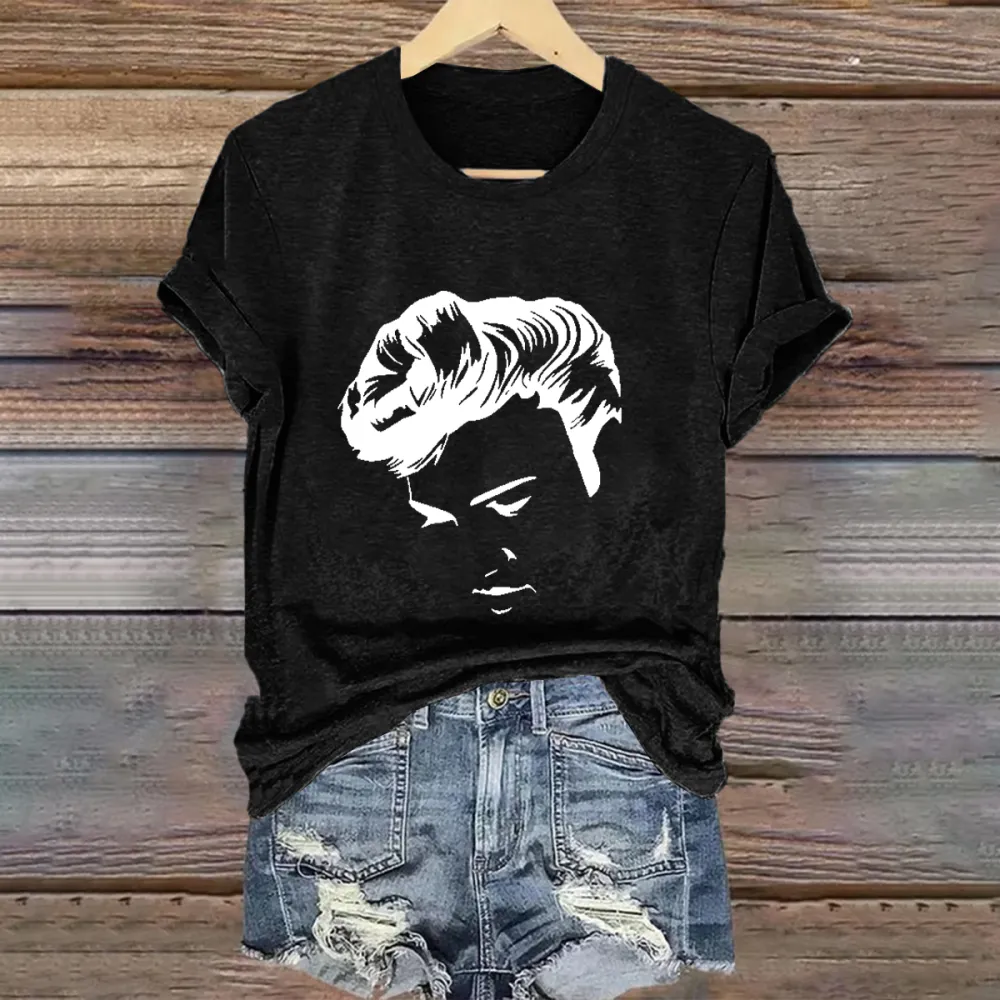 Women's American The King Print Short Sleeve Round Neck Cotton T-Shirt