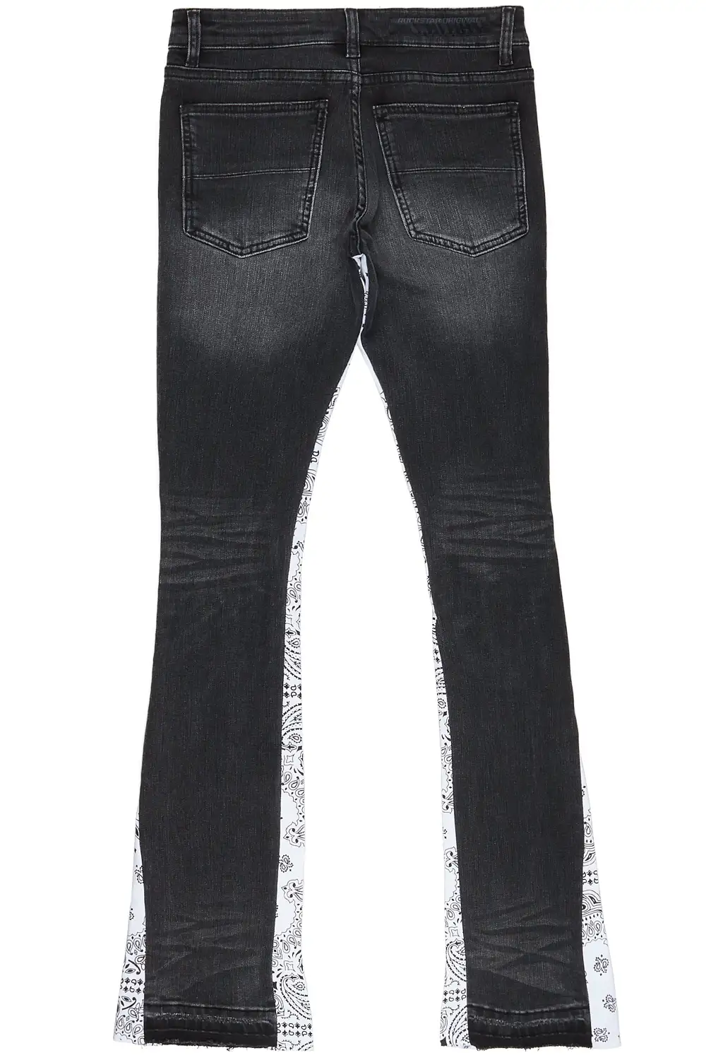 Wiz Dark Grey/White Stacked Flare Jean