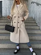 Women's Casual Jacket Warm Comfortable Pocket Buttons Fashion Outdoor Plain Going out Weekend Single Breasted Regular Lapel Regular Fit Long Sleeve Outerwear Black Brown Khaki Fall Winter