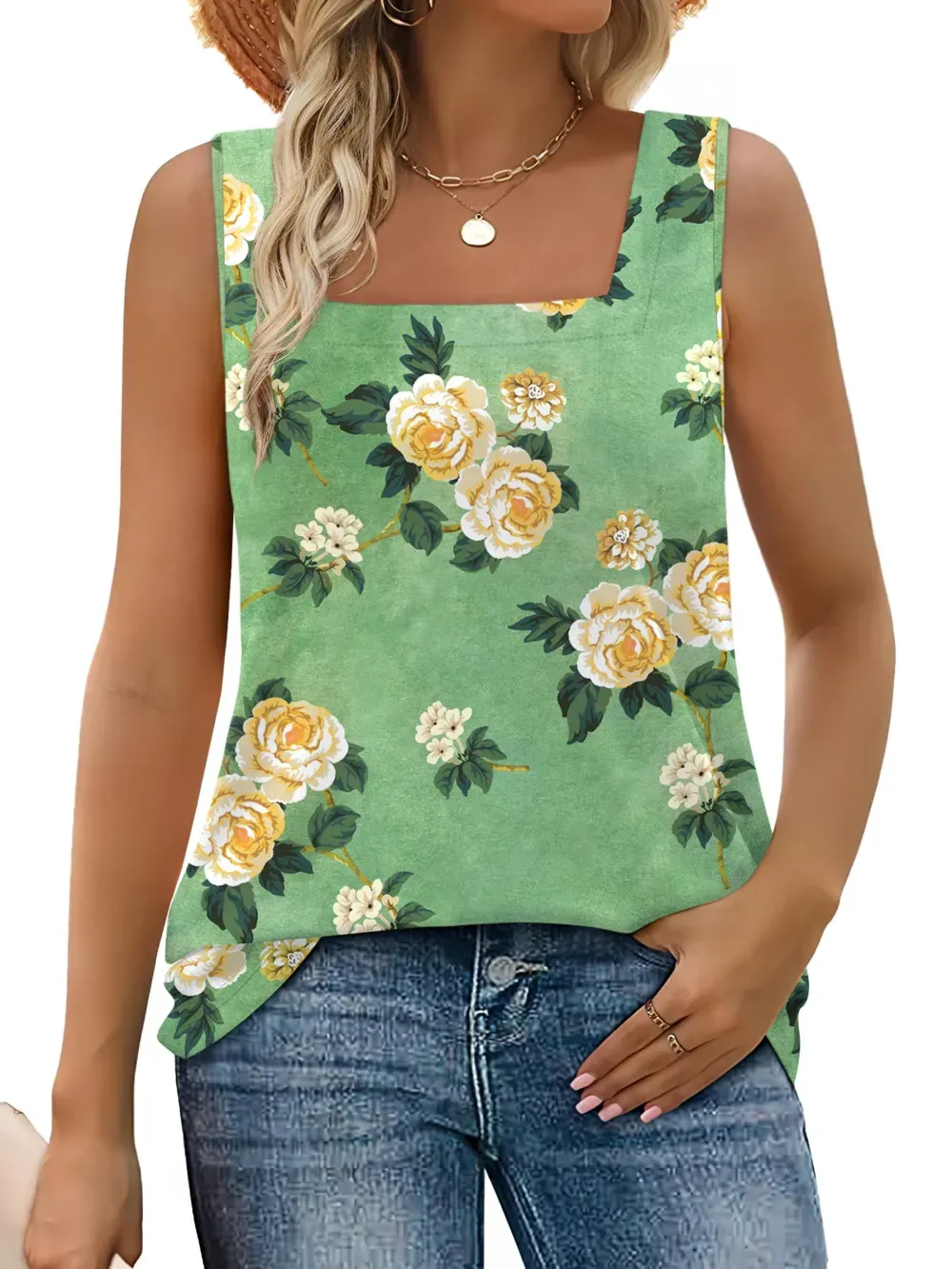 ✨Women Summer Outfits 2025 Square Neck Casual Shirts Blouses