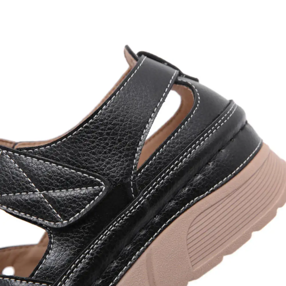 - Women's Casual Platform Flat Comfort Breathable Leather Walking Shoes