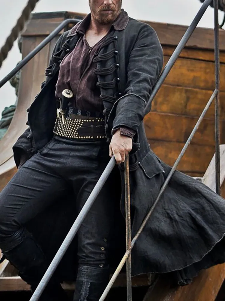 Mens Retro Ethnic Double-breasted Trench Coat