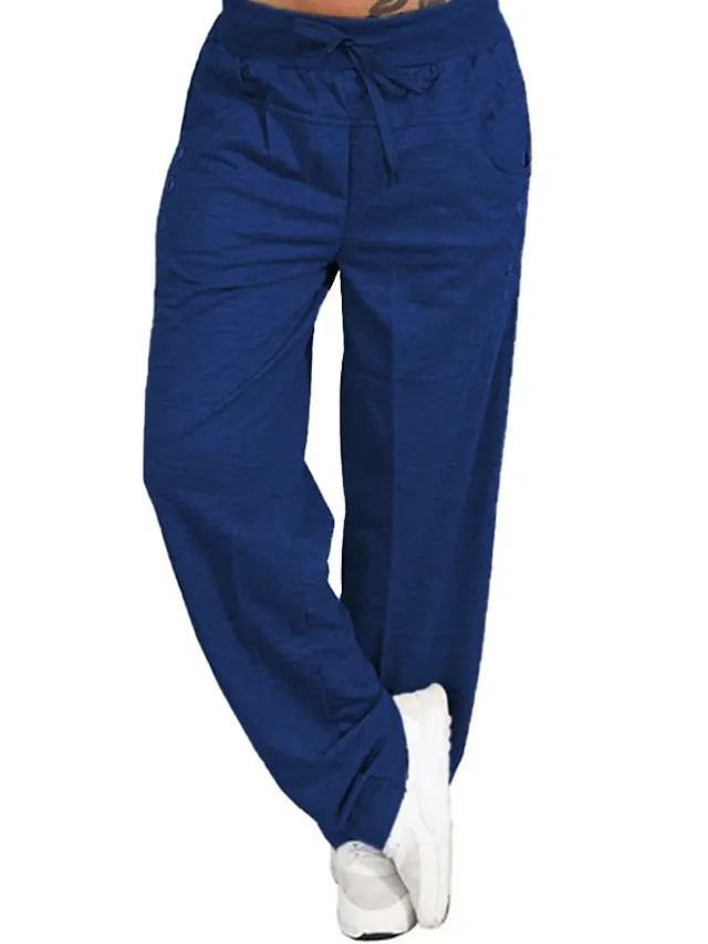 Women's Sweatpants Joggers Solid Black Dark Navy Light Grey Sporty Casual Lounge Daily Vacation Weekend Micro-elastic Full Length Solid Color L  4XL