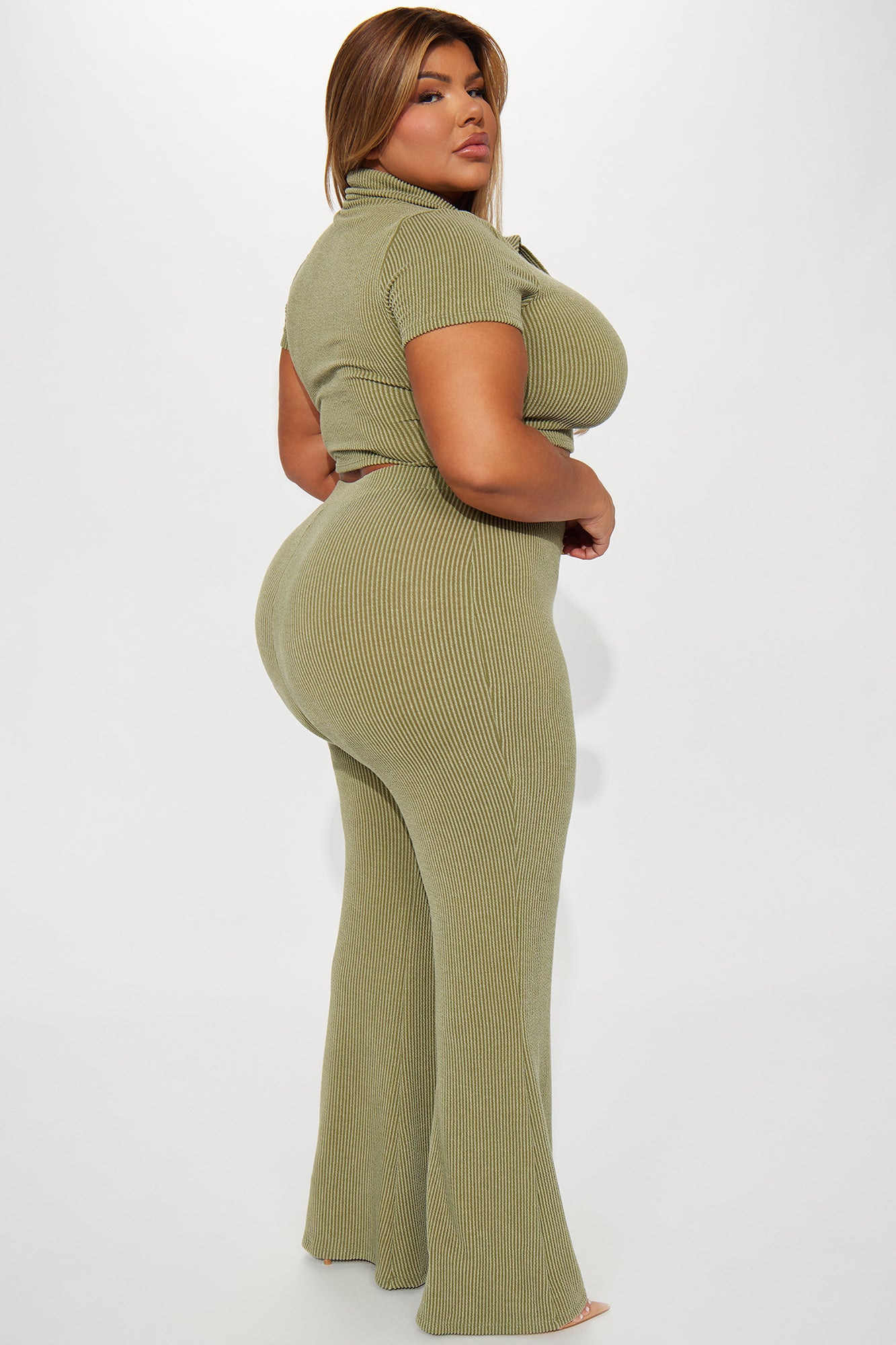 Josie Ribbed Pant Set - Olive