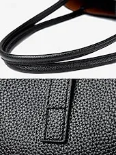 Women's Green Faux Leather Tote Bag, Simple Design, Gold Buckle Decoration - Stylish and Practical Tote Bag for Work, Shopping and Daily Use Black White Red