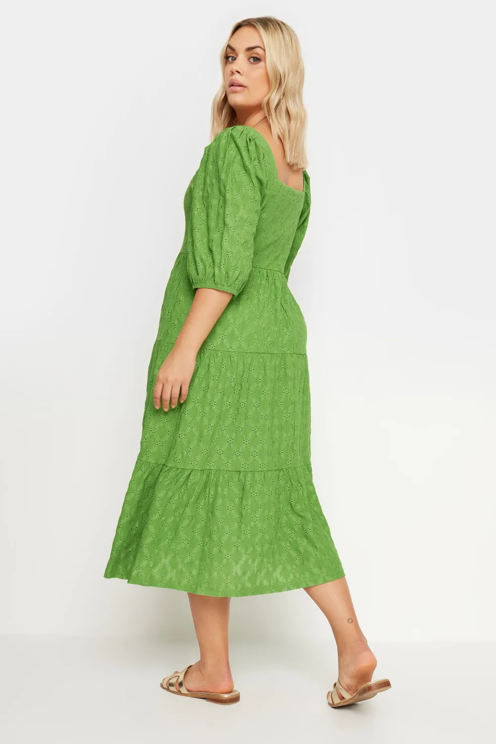 YOURS Curve White Broderie Anglaise Button Front Dress