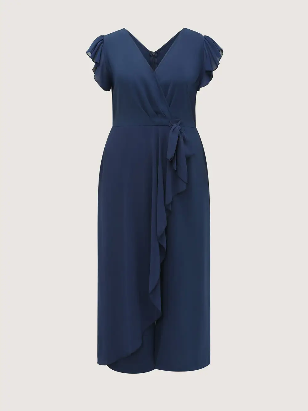 Chiffon Flutter Sleeve Tummy-Friendly Jumpsuit
