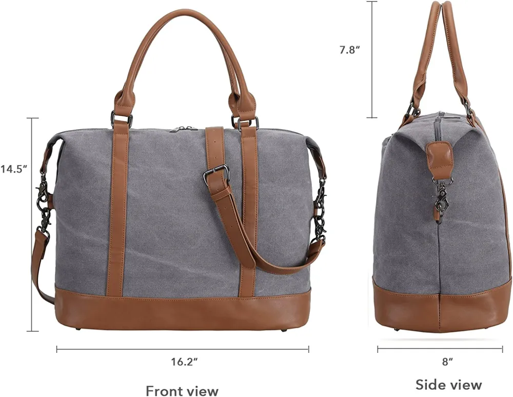 Ladies Canvas Weekender Bag Overnight Carry-on Tote Duffel in Trolley Handle