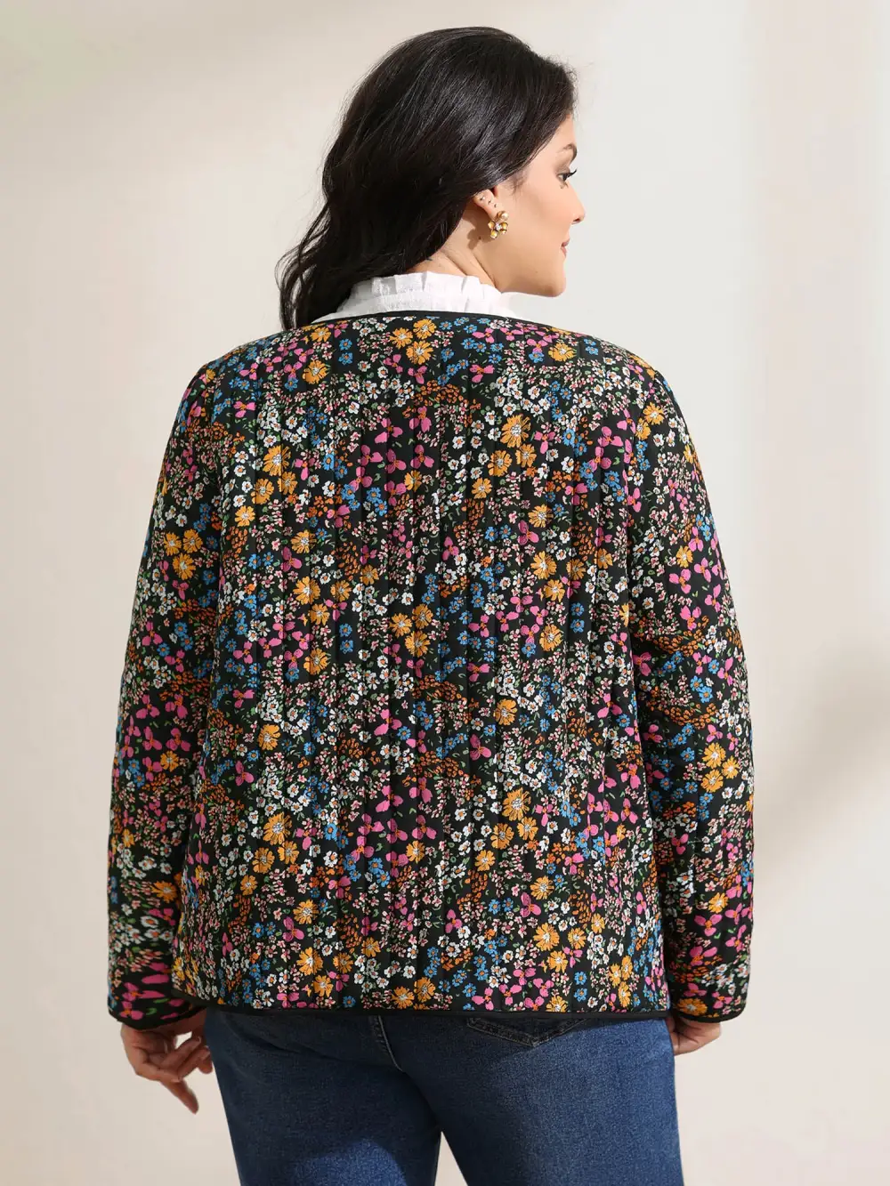 Floral Print Padded Cotton Jacket