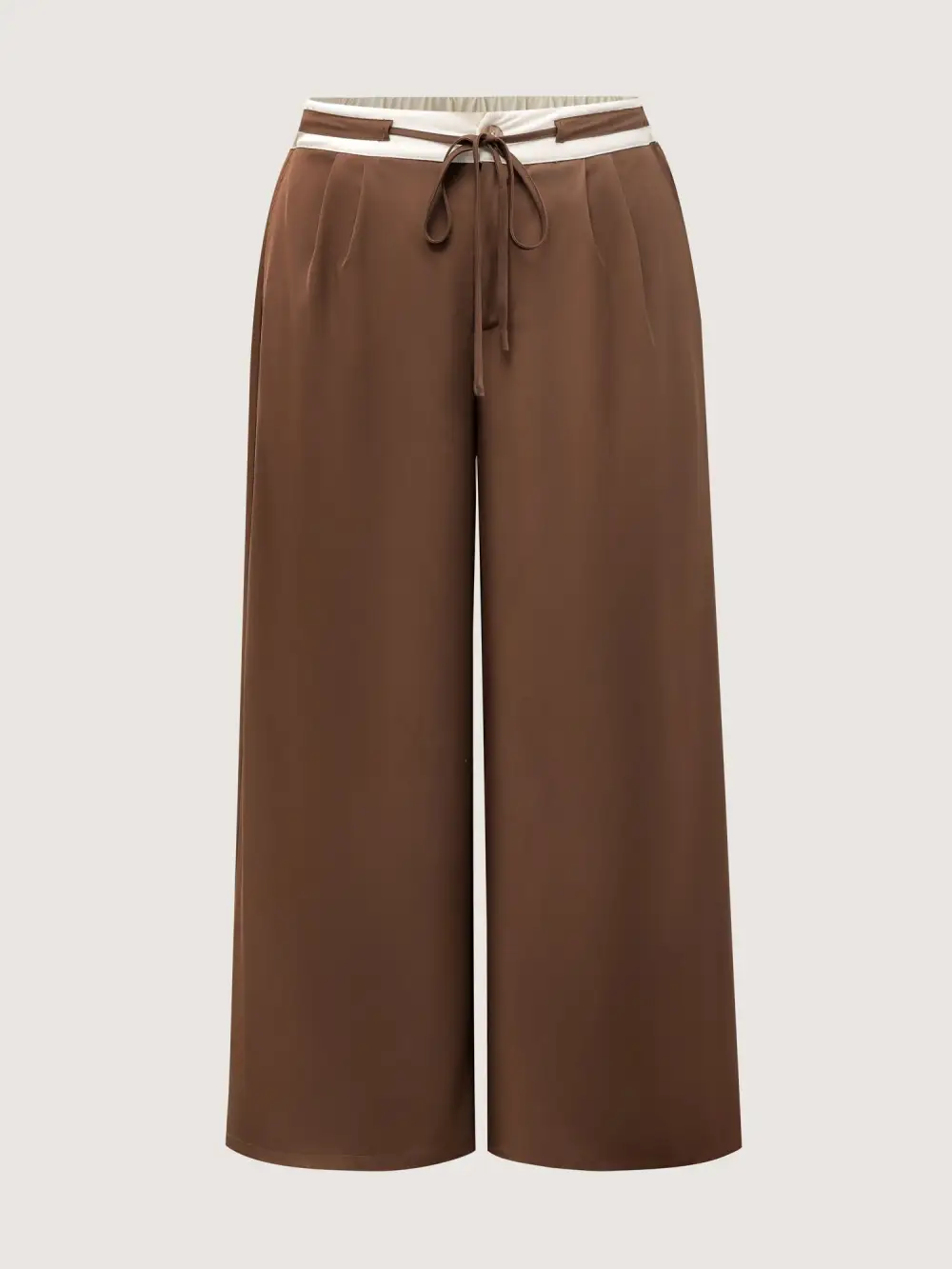 Color Contrast Drawstring Wide-Leg Pants