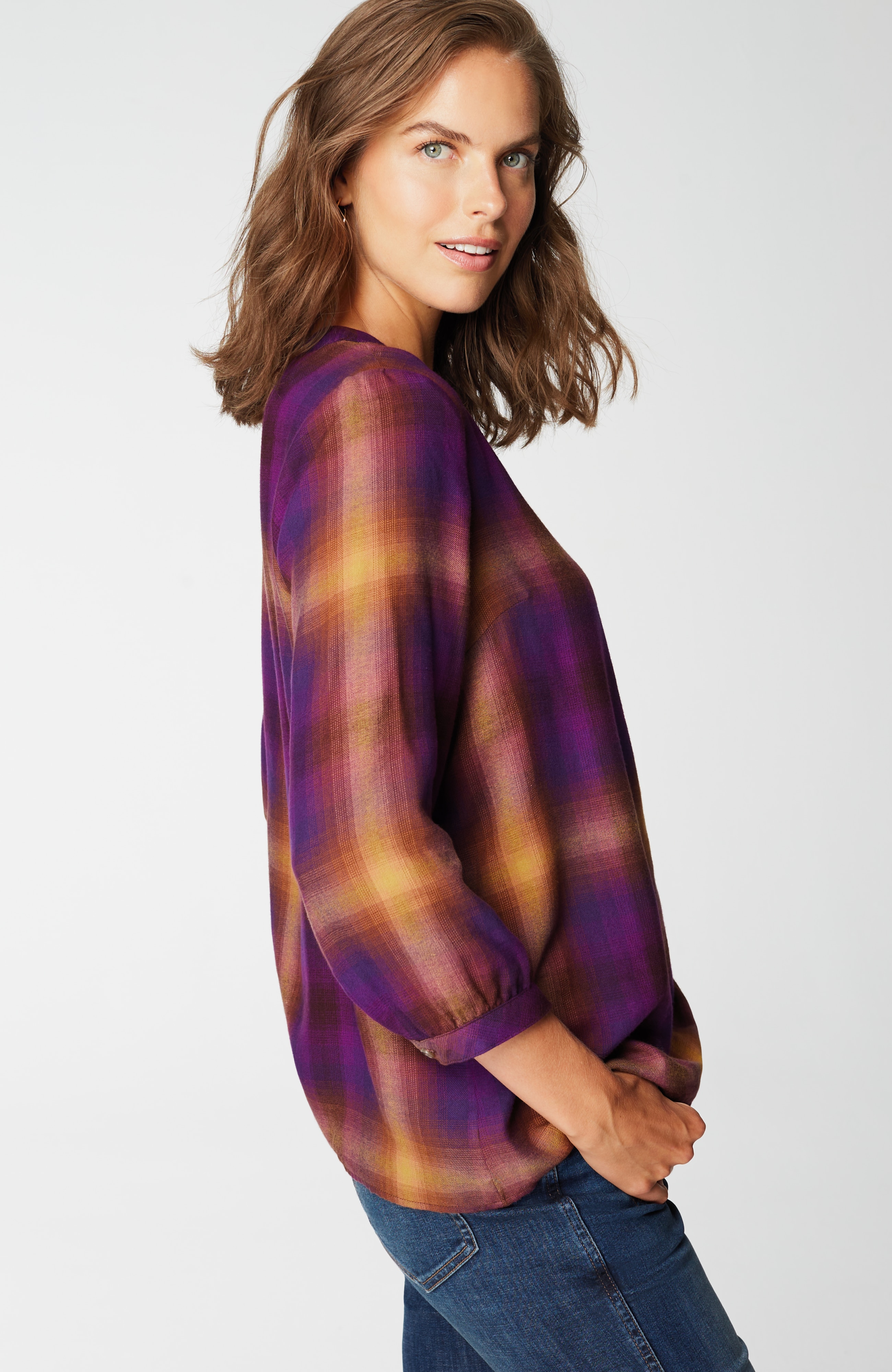 Soft-Brushed Plaid Popover