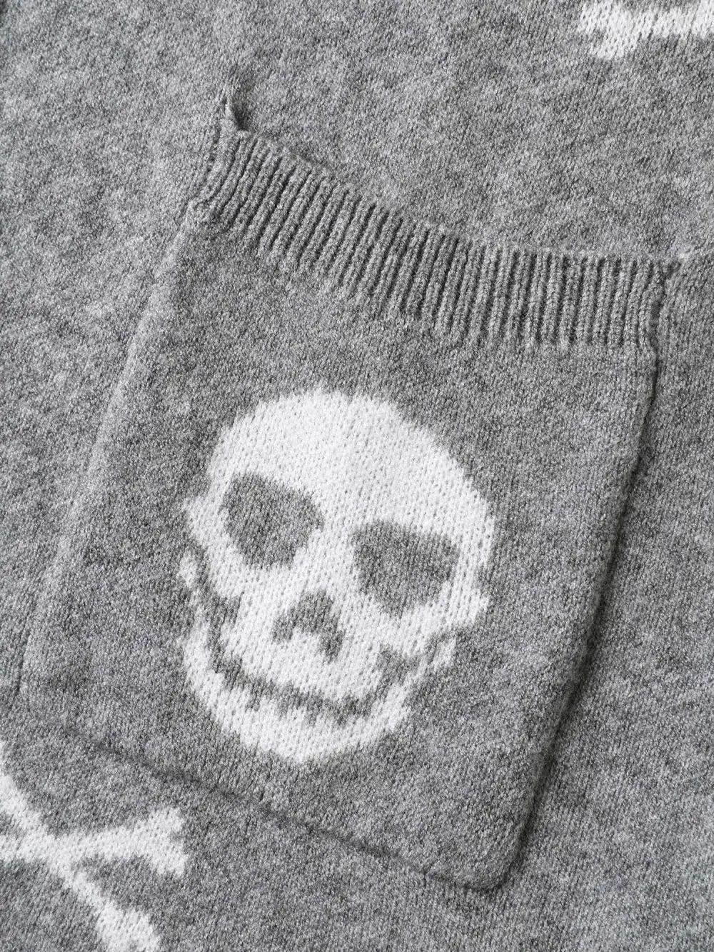 Supersoft Skull Pattern Open-Front Knit Cardigan