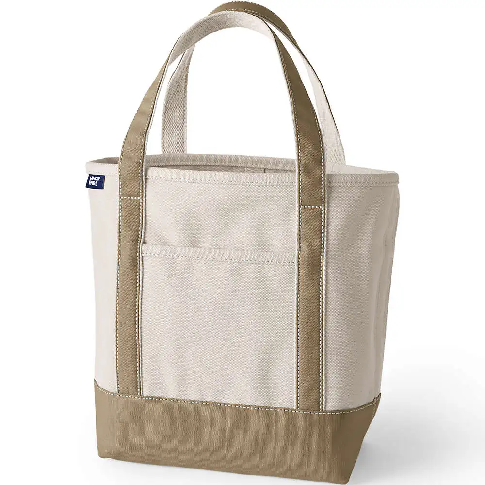 Medium Natural 5 Pocket Open Top Canvas Tote Bag